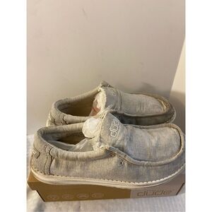 Hey Dudes Mens chambray ghost gray size 11 No laces some discoloration